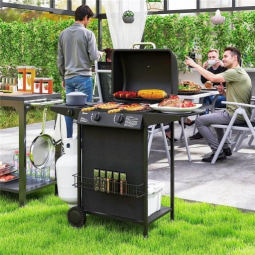 BARBECUE A GAS CON 3 BRUCIATORI INDIPENDENTI E COPERCHIO CON TERMOMETRO 108X54X97 CM NERO