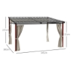 PERGOLA CON TENDE LATERALI E TETTO RETRATTILE IN PC, IN ALLUMINIO E METALLO, 345X300X215-255 CM, CREMA