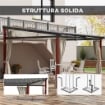 PERGOLA CON TENDE LATERALI E TETTO RETRATTILE IN PC, IN ALLUMINIO E METALLO, 345X300X215-255 CM, CREMA