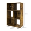 LIBRERIA A CUBI CON 6 RIPIANI PORTAOGGETTI IN LEGNO DAL DESIGN RUSTICO, 61.5X29.5X91.5 CM, MARRONE