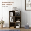 LIBRERIA A CUBI CON 6 RIPIANI PORTAOGGETTI IN LEGNO DAL DESIGN RUSTICO, 61.5X29.5X91.5 CM, MARRONE