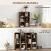 LIBRERIA A CUBI CON 6 RIPIANI PORTAOGGETTI IN LEGNO DAL DESIGN RUSTICO, 61.5X29.5X91.5 CM, MARRONE