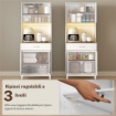 CREDENZA MODERNA CON LUCI LED, PRESE ELETTRICHE E USB, 2 ARMADIETTI E CASSETTO, 71X40X180 CM, BIANCO