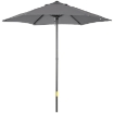 OMBRELLONE DA GIARDINO 2X2 M A 6 STECCHE CON PRESA D'ARIA IN ALLUMINIO METALLO E POLIESTERE GRIGIO SCURO