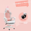 SEDIA GAMING ERGONOMICA CON ORECCHIE, POGGIAPIEDI ESTRAIBILE, CUSCINO LOMBARE E POGGIATESTA, ROSA