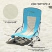 SET 2 SEDIE DA SPIAGGIA PIEGHEVOLI CON BRACCIOLI CON PORTABICCHIERI E BORSA DI TRASPORTO, BLU