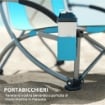 SET 2 SEDIE DA SPIAGGIA PIEGHEVOLI CON BRACCIOLI CON PORTABICCHIERI E BORSA DI TRASPORTO, BLU