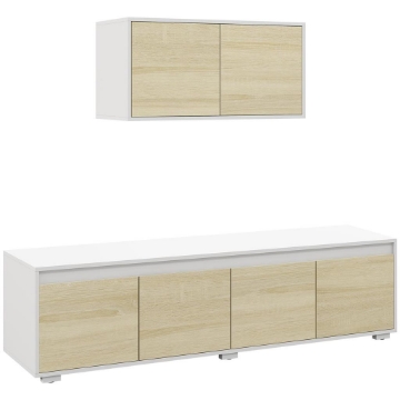 SET 2 PEZZI IN TRUCIOLATO, MOBILE TV MAX 70" 160X39X43 CM E MOBILE MULTIUSO A PARETE 80X35X40 CM