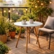 NAIROBI TAVOLO TONDO CON TOP BIANCO E GAMBE EFFETTO LEGNO 60 X 74 CM