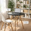 NAIROBI TAVOLO TONDO CON TOP NERO E GAMBE EFFETTO LEGNO 60 X 74 CM