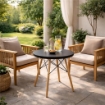 NAIROBI TAVOLO TONDO CON TOP NERO E GAMBE EFFETTO LEGNO 60 X 74 CM