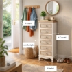 CHARM CASSETTIERA A 6 CASSETTI 40X30XH112 CM COLORE BIANCO E CREMA 