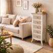CHARM CASSETTIERA A 5 CASSETTI 38X28X103 CM COLORE BIANCO E CREMA