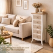 CHARM CASSETTIERA A 5 CASSETTI 38X28X103 CM COLORE BIANCO E CREMA