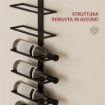 PORTABOTTIGLIE DA PARETE A 10 RIPIANI IN ACCIAIO NERO PER 10 BOTTIGLIE,, 27X10X116 CM