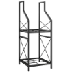 PORTALEGNA A 2 LIVELLI IN METALLO CON BASE RIALZATA, 34X30X80 CM, NERO