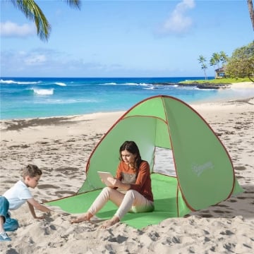 TENDA DA SPIAGGIA POP UP CON PROTEZIONE UV 30+ E BORSA DI TRASPORTO 200X150X119 CM VERDE