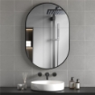 SPECCHIO BAGNO OVALE DA PARETE CON CORNICE IN ALLUMINIO, VERTICALE O ORIZZONTALE, 60X90CM, NERO