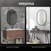 SPECCHIO BAGNO OVALE DA PARETE CON CORNICE IN ALLUMINIO, VERTICALE O ORIZZONTALE, 60X90CM, NERO