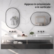 SPECCHIO BAGNO OVALE DA PARETE CON CORNICE IN ALLUMINIO, VERTICALE O ORIZZONTALE, 60X90CM, NERO