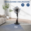 VENTILATORE NEBULIZZATORE REGOLABILE 3 VELOCITÓ E 3 MODALITÓ, OSCILLAZIONE A 75¦, TELECOMANDO, NERO