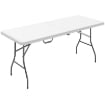 TAVOLO DA GIARDINO PIEGHEVOLE CON MANIGLIA ACCIAIO E PLASTICA 180X74X74 CM BIANCO