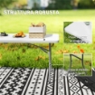 TAVOLO DA GIARDINO PIEGHEVOLE CON MANIGLIA ACCIAIO E PLASTICA 180X74X74 CM BIANCO