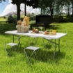 TAVOLO DA GIARDINO PIEGHEVOLE CON MANIGLIA ACCIAIO E PLASTICA 180X74X74 CM BIANCO