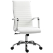 SEDIA DA UFFICIO ERGONOMICA IN FINTA PELLE, SEDUTA GIREVOLE E DONDOLO, 54X62X104-114 CM, BIANCO