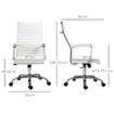 SEDIA DA UFFICIO ERGONOMICA IN FINTA PELLE, SEDUTA GIREVOLE E DONDOLO, 54X62X104-114 CM, BIANCO