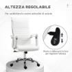 SEDIA DA UFFICIO ERGONOMICA IN FINTA PELLE, SEDUTA GIREVOLE E DONDOLO, 54X62X104-114 CM, BIANCO