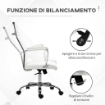 SEDIA DA UFFICIO ERGONOMICA IN FINTA PELLE, SEDUTA GIREVOLE E DONDOLO, 54X62X104-114 CM, BIANCO