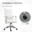 SEDIA DA UFFICIO ERGONOMICA IN FINTA PELLE, SEDUTA GIREVOLE E DONDOLO, 54X62X104-114 CM, BIANCO