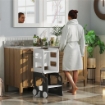 SCALA MONTESSORI 4 IN 1 PER BAMBINI CON 2 LAVAGNE E SET TAVOLO E SEDIA, IN LEGNO, 58X46X92 CM, BIANCO