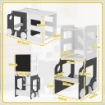 SCALA MONTESSORI 4 IN 1 PER BAMBINI CON 2 LAVAGNE E SET TAVOLO E SEDIA, IN LEGNO, 58X46X92 CM, BIANCO
