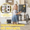 SCALA MONTESSORI 4 IN 1 PER BAMBINI CON 2 LAVAGNE E SET TAVOLO E SEDIA, IN LEGNO, 58X46X92 CM, BIANCO