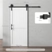 PORTA SCORREVOLE IN STILE COUNTRY CON BINARIO E MANIGLIA, IN LEGNO E ACCIAIO, 183X0.6X4 CM, BIANCO E NERO