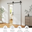PORTA SCORREVOLE IN STILE COUNTRY CON BINARIO E MANIGLIA, IN LEGNO E ACCIAIO, 183X0.6X4 CM, BIANCO E NERO