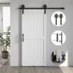 PORTA SCORREVOLE IN STILE COUNTRY CON BINARIO E MANIGLIA, IN LEGNO E ACCIAIO, 183X0.6X4 CM, BIANCO E NERO
