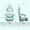 SEDIA DA GAMING RECLINABILE CON POGGIAPIEDI E CUSCINI, IN FINTA PELLE E SPUGNA, 65X62X116-124 CM, BIANCO E AZZURRO