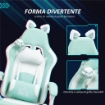 SEDIA DA GAMING RECLINABILE CON POGGIAPIEDI E CUSCINI, IN FINTA PELLE E SPUGNA, 65X62X116-124 CM, BIANCO E AZZURRO