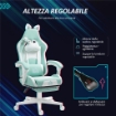 SEDIA DA GAMING RECLINABILE CON POGGIAPIEDI E CUSCINI, IN FINTA PELLE E SPUGNA, 65X62X116-124 CM, BIANCO E AZZURRO