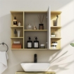 SPECCHIERA BAGNO CON ARMADIETTO A 2 RIPIANI E 6 VANI APERTI, 80X20X59 CM, LEGNO
