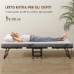 LETTO PIEGHEVOLE SINGOLO 90X200 CM CON MATERASSO SPESSO 10 CM, RETE IN METALLO E RUOTE CON FRENO, NERO
