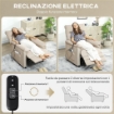 POLTRONA RECLINABILE CON POGGIAPIEDI, RISCALDAMENTO, 8 PUNTI MASSAGGIO E 5 MODALITÓ, TESSUTO VELLUTATO, BEIGE
