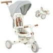 TRICICLO PER BAMBINI 5 IN 1 CON MANIGLIONE DI SPINTA E COPERTURA RIMOVIBILE, 96.5X49X101 CM, BIANCO CREMA