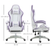 SEDIA DA GAMING CON ALTEZZA REGOLABILE E SCHIENALE RECLINABILE, 65X65X121-129 CM, BIANCO E VIOLA