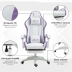 SEDIA DA GAMING CON ALTEZZA REGOLABILE E SCHIENALE RECLINABILE, 65X65X121-129 CM, BIANCO E VIOLA