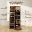 SPECCHIO PORTAGIOIE DA TERRA GIREVOLE A 360¦ CON RIPIANI E CHIUSURA A CHIAVE, 55X55X161 CM, MARRONE RUSTICO
