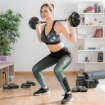 SET 2 IN 1 CON 2 MANUBRI CONVERTIBILI IN BILANCIERE, PESO TOTALE 30 KG E DISCHI PESI REGOLABILI, NERO